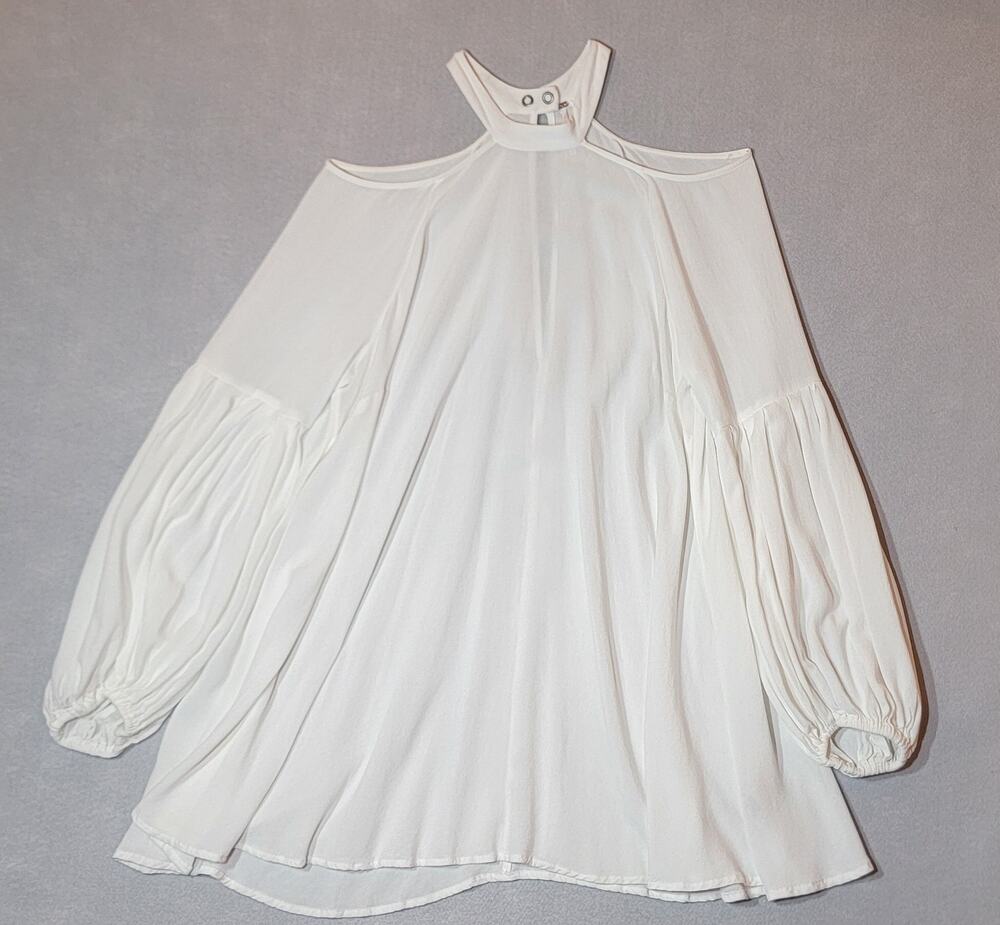 Free People Drift Away Cold Shoulder Mini Dress White Medium